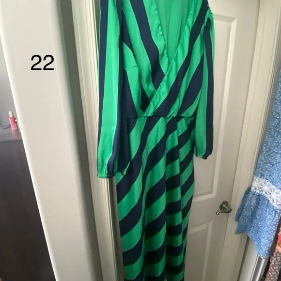 green emerald velvet dress Green Stripe Reina Dress main image 1